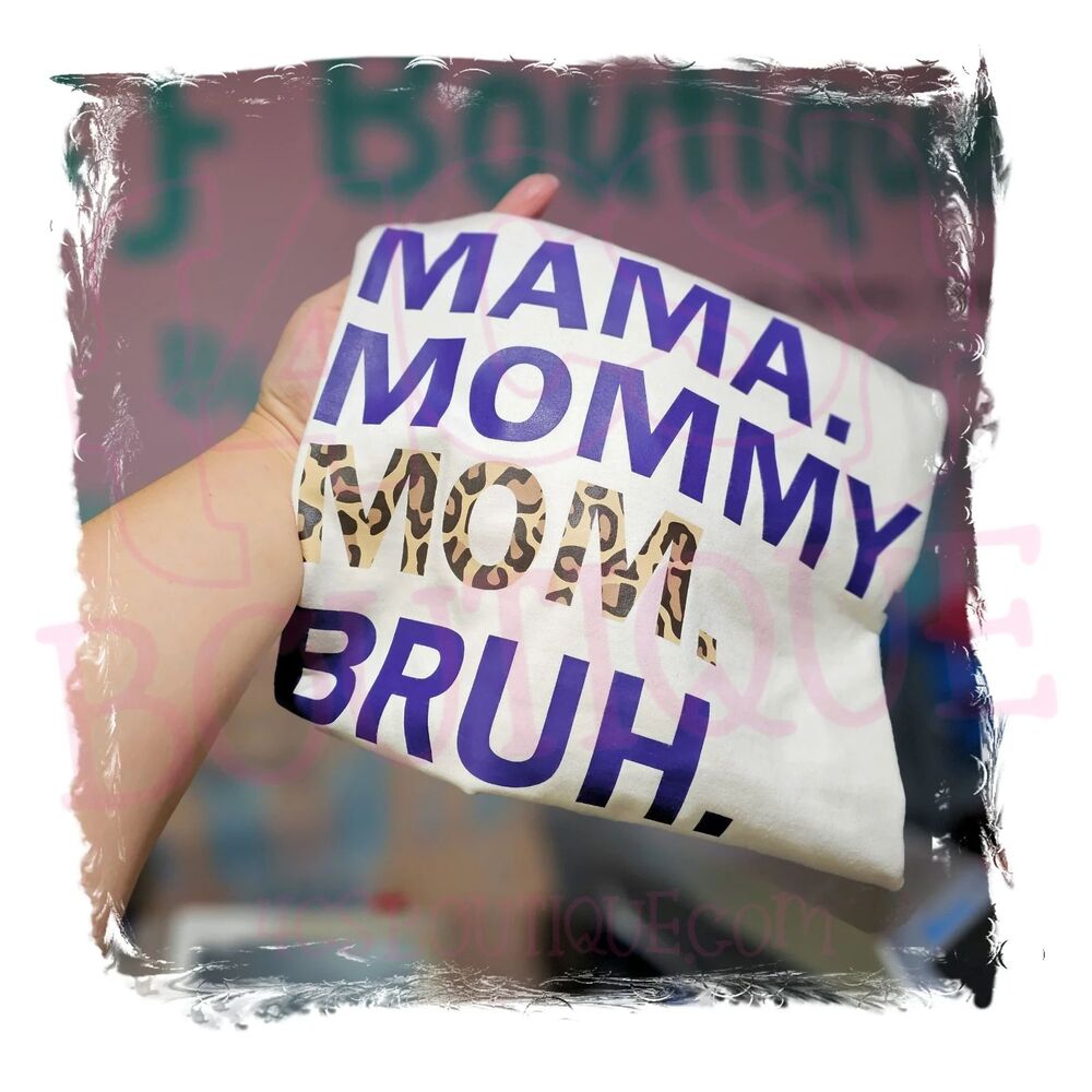 Fruit of the Loom Womens 2XL Mama Mommy Mom Bruh Graphic T Shirt White